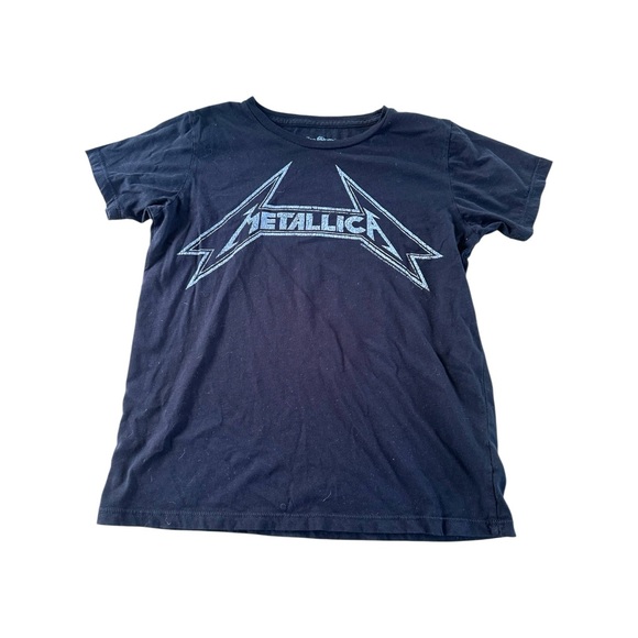 Rowdy Sprout Metallica Organic Short Sleeve Tee Shirt In Jet Black - Picture 1 of 5
